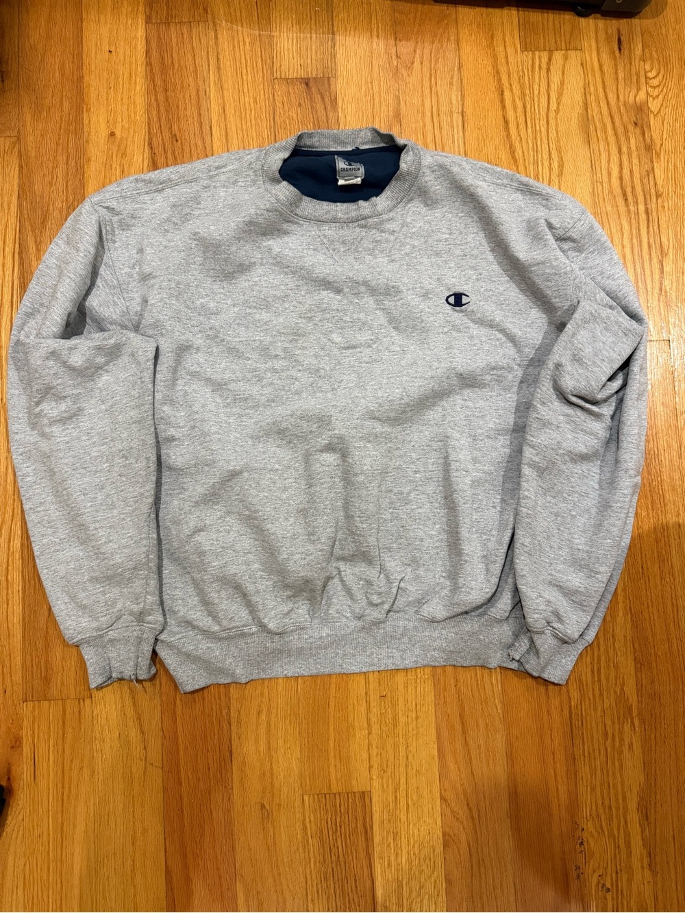 Vintage 1990s Champion Classic Crewneck Sweatshirt - Grey / Navy Inner Lining